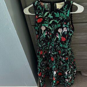 Kate Spade Black Dress with Green Floral Design